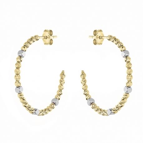 Brincos de argola em ouro branco e amarelo 18K para mulheres