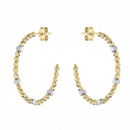 White and Yellow Gold 18k Shiny Woman Earrings