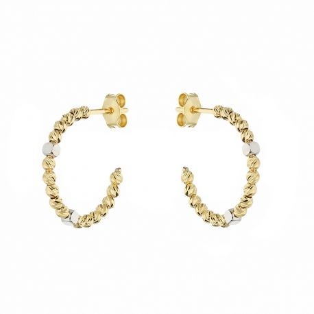 Boucles d'oreilles créoles en or blanc et jaune 18 carats pour femme