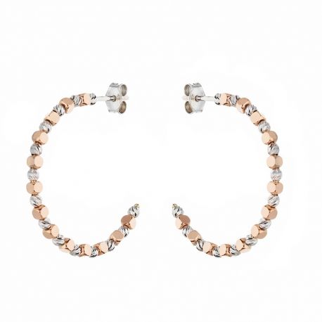 Pendientes de aro de oro blanco y rosa de 18 quilates para mujer