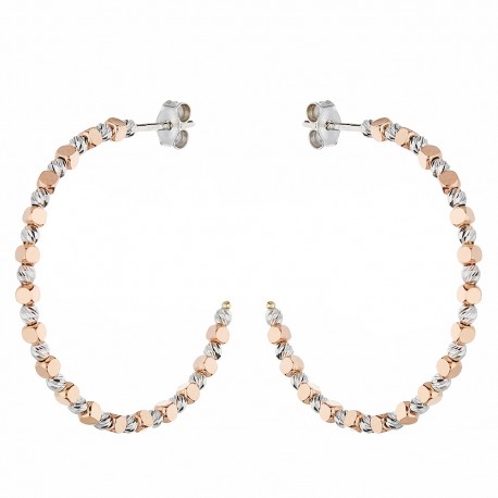 Γυναικεία σκουλαρίκια κρίκοι 18 καρατίων σε λευκό και ροζ χρυσό