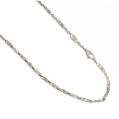 Collier en or blanc 18 Kt 750/1000 avec chaîne creuse, finition polie, modèle tubulaire pour homme