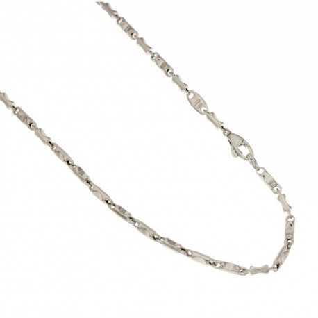 Ogrlica od 18 Kt 750/1000 bijelog zlata sa šupljim lančićem, polirane površine, cjevasti model za muškarce