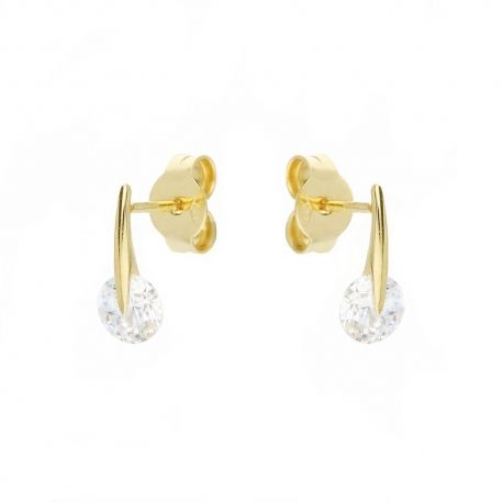 Boucles d'oreilles Light Point en or jaune 18 carats avec zircons blancs pour femme