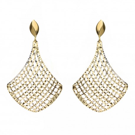 Yellow and White Gold 18k Drop Woman Earrings