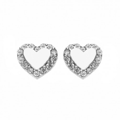 White Gold 18k Hearts Baby Girl Earrings