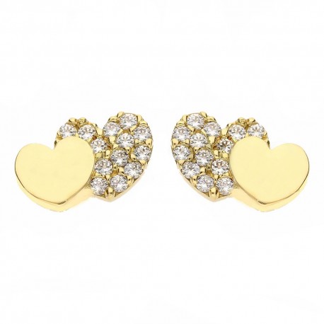Yellow Gold 18k Hearts Baby Girl Earrings