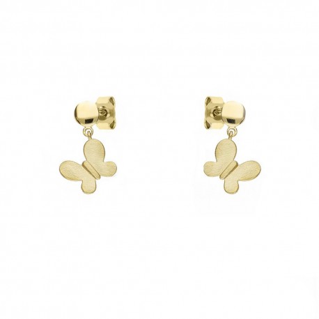 Yellow Gold 18k with Butterfly Baby Girl Earrings