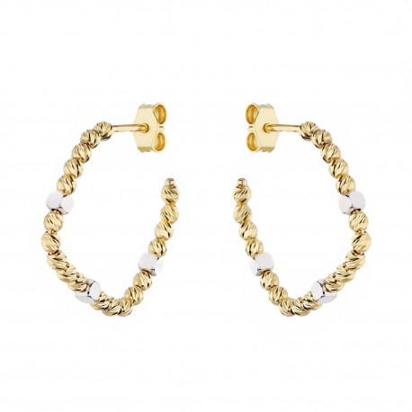 Boucles d'oreilles carrées en or blanc et jaune 18 carats pour femme