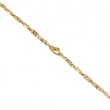 Bracelet chaîne creuse en or jaune 18 Kt 750/1000, finition polie, modèle tubulaire pour homme