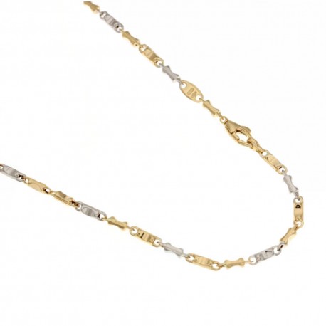 Halskette aus 18 Kt. 750/1000 Gelb- und Weißgold mit Hohlkette, polierte Oberfläche, röhrenförmiges Modell für Herren