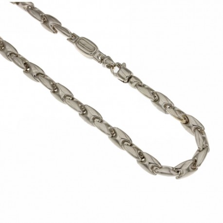Pusty łańcuszek z 18-karatowego białego złota 750/1000, polerowane wykończenie, model rurkowy dla mężczyzn