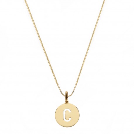 Yellow Gold 18k with Letter C Woman Necklace