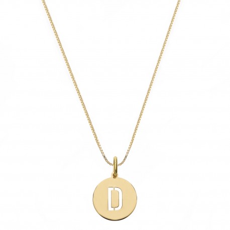 Yellow Gold 18k with Letter D Woman Necklace