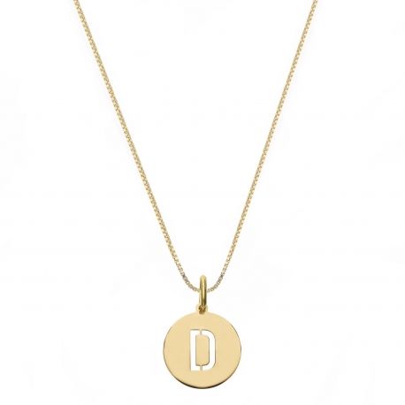 Yellow Gold 18k with Letter D Woman Necklace