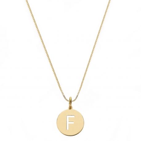 Collier en or jaune 18 carats avec lettre F