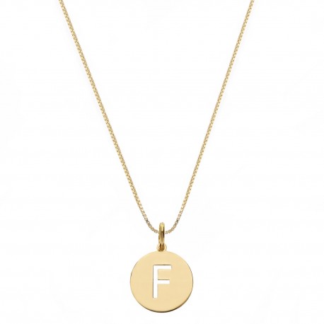 Yellow Gold 18k with Letter F Woman Necklace