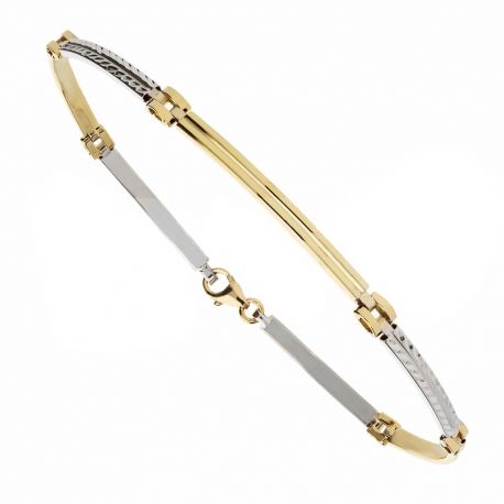 Мужской браслет с чередующимися пластинами из двухцветного золота 18 карат