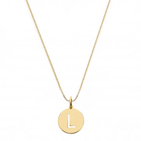 Yellow Gold 18k with Letter L Woman Necklace