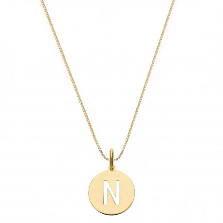 Halskette aus 18-karätigem Gelbgold mit dem Buchstaben N