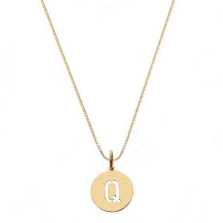 Yellow Gold 18k with Letter Q Woman Necklace