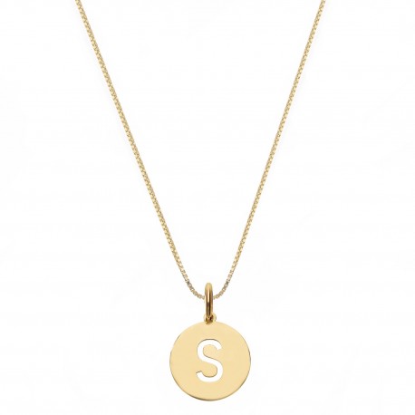 Yellow Gold 18k with Letter S Woman Necklace