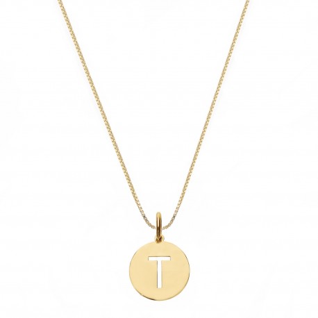 Yellow Gold 18k with Letter T Woman Necklace