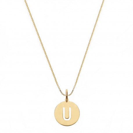 Yellow Gold 18k with Letter U Woman Necklace