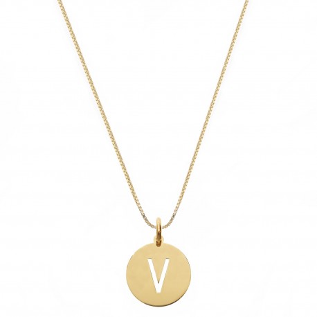 Yellow Gold 18k with Letter V Woman Necklace