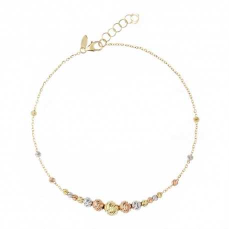 Brățară din aur galben, alb și roz de 18K cu elemente de diamant pentru femei