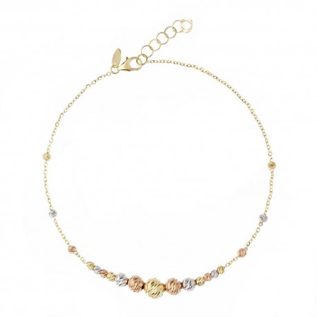 Yellow White and Rose Gold 18k with Diamond-cut Elements Women Bracelet