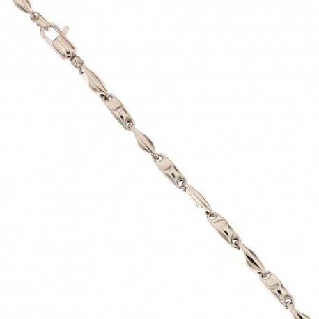White gold 18k 750/1000 flat marine type man link chain bracelet