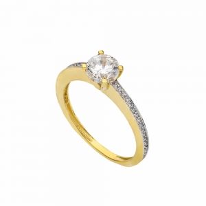 Solitaire ring in 18K geel...