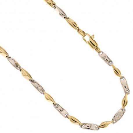 Chaîne vide en or jaune et blanc 18 carats 750/1000 maille marine écrasée, finition polie pour homme