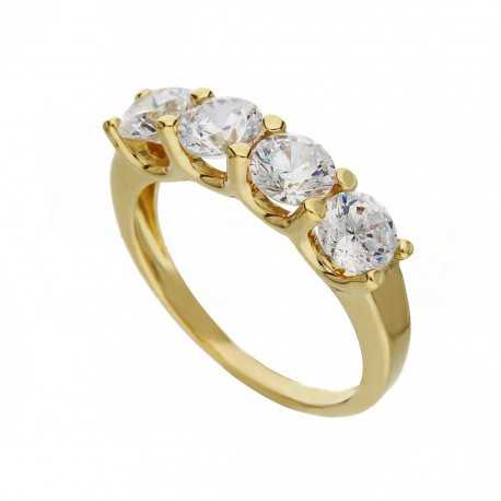 Женское кольцо Veretta из желтого золота 18 карат с белыми цирконами