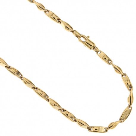 Pusty łańcuszek z 18-karatowej siatki morskiej 750/1000 z żółtego złota, polerowane wykończenie dla mężczyzn