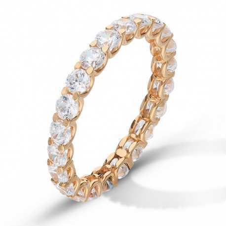 Δαχτυλίδι Veretta από ροζ χρυσό 18 καρατίων με λευκά ζιργκόν για γυναίκες