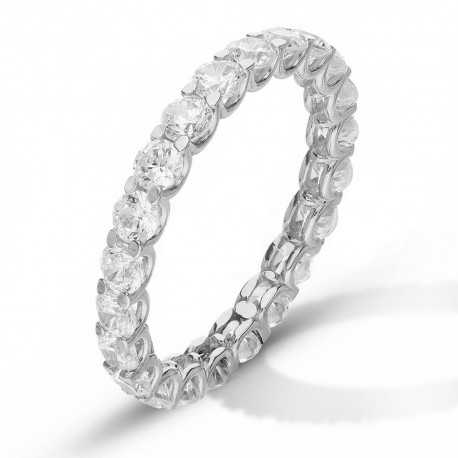 Δαχτυλίδι Veretta από λευκό χρυσό 18 καρατίων με λευκά ζιργκόν για γυναίκες
