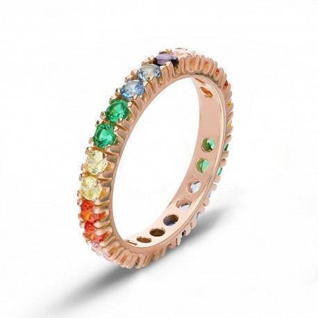 Veretta gyűrű 18 karátos rózsaszín aranyból cirkóniákkal nőknek