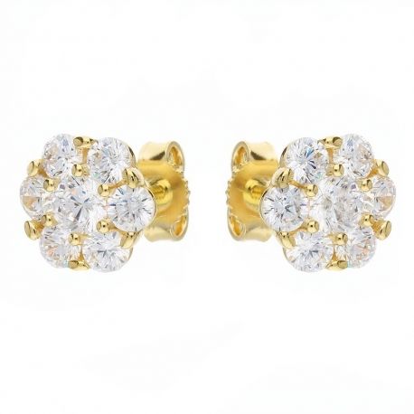 18K gul guld øreringe med hvide zirkoner til kvinder
