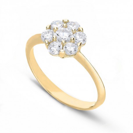 Solitaire prsten od 18K žutog zlata s bijelim cirkonima za žene