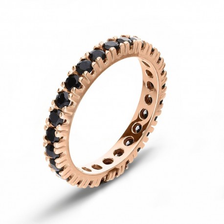 Δαχτυλίδι Veretta σε ροζ χρυσό 18 καρατίων με μαύρα ζιργκόν για γυναίκες