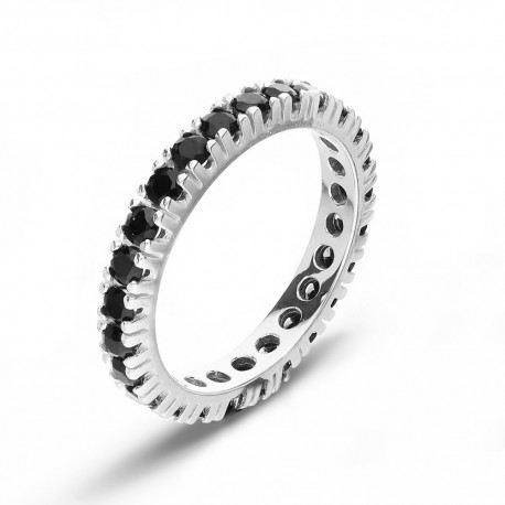 Dámský prsten Veretta z 18K bílého zlata s černými zirkony