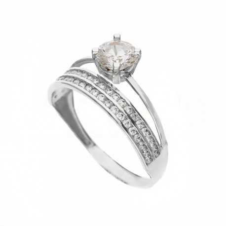 Solitaire prsten od 18K bijelog zlata s bijelim cirkonima za žene