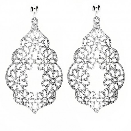 Boucles d'oreilles pendantes pour femmes en or blanc 18 carats