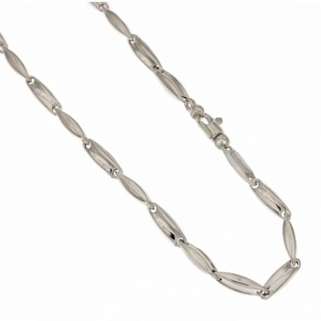 Полая цепочка из белого золота 18 карат 750/1000 пробы, полая овальная модель, полированная отделка для мужчин