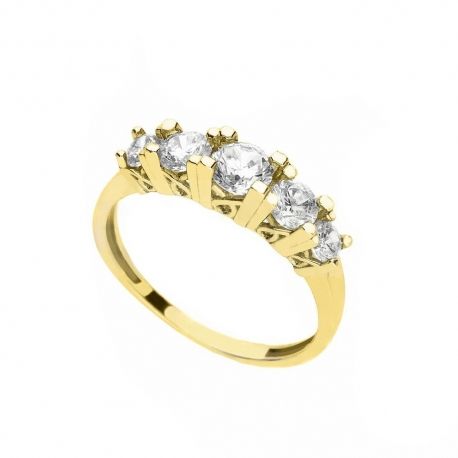 Veretta Ring 18K keltakulta valkoisilla zirkoneilla naisille