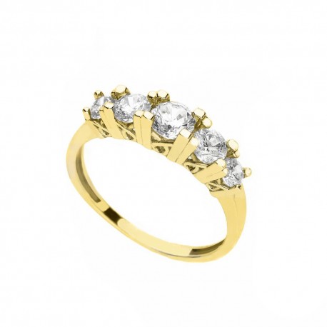 Veretta-ring in 18K geel goud met witte zirkonen voor dames