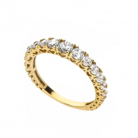Δαχτυλίδι Veretta σε κίτρινο χρυσό 18 καρατίων με λευκά ζιργκόν για γυναίκες