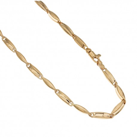 Šuplji lanac od žutog zlata 18k 750/1000, šuplji ovalni model, polirana završna obrada za muškarce